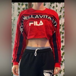 FILA Cropped Crew Neck Sweatshirt Size Small